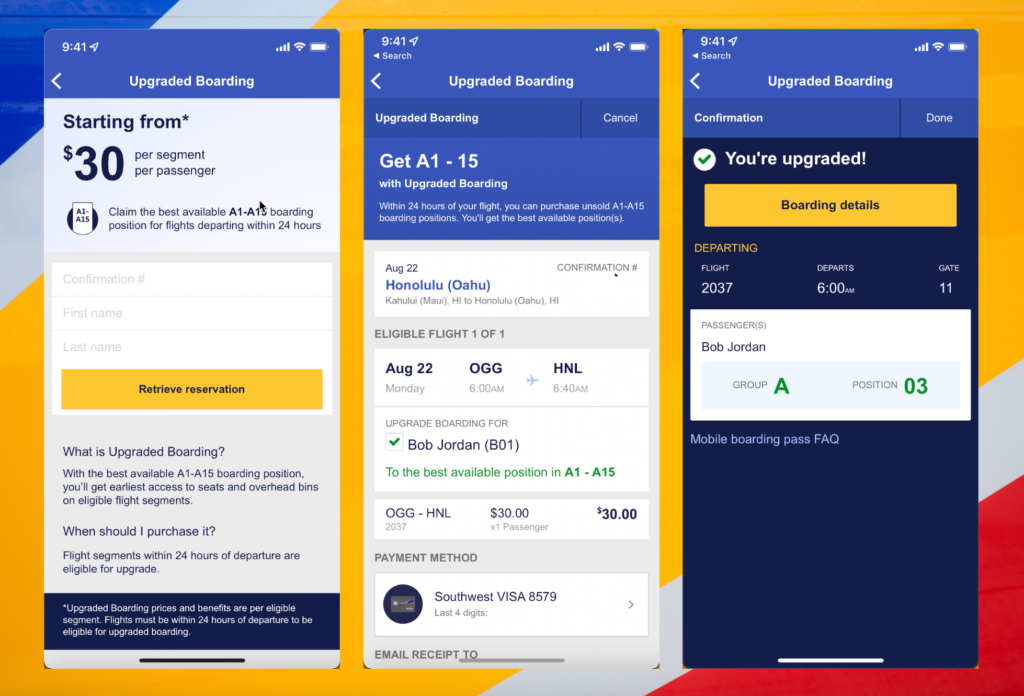 Upgraded Boarding interface