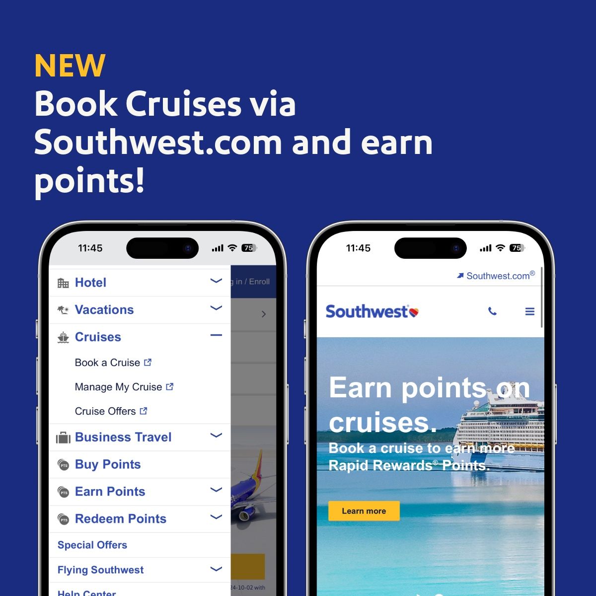 Cruise booking on Southwest.com
