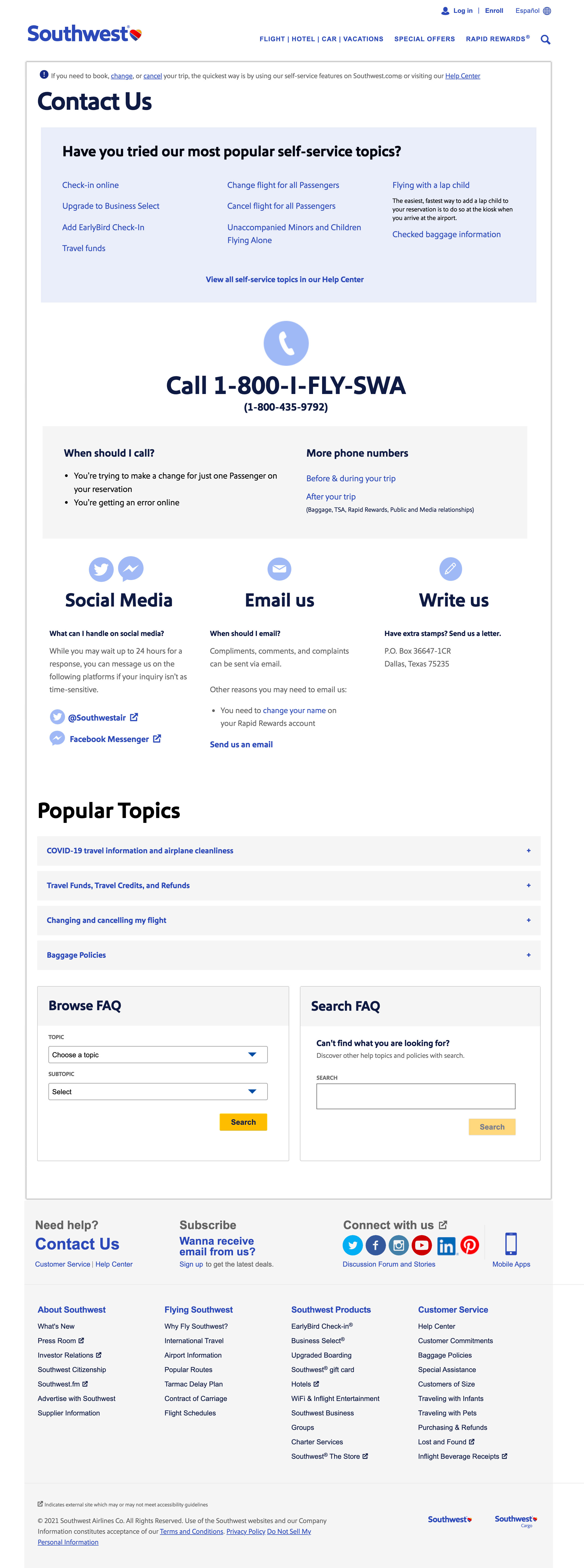 Contact Us page after redesign