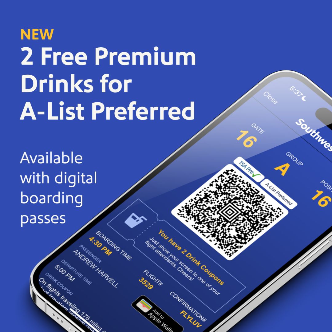 Digital drink coupons on boarding pass