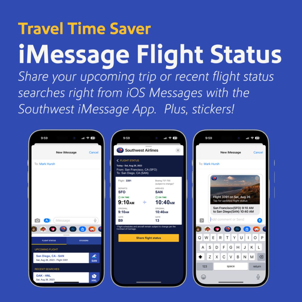 iMessage flight sharing