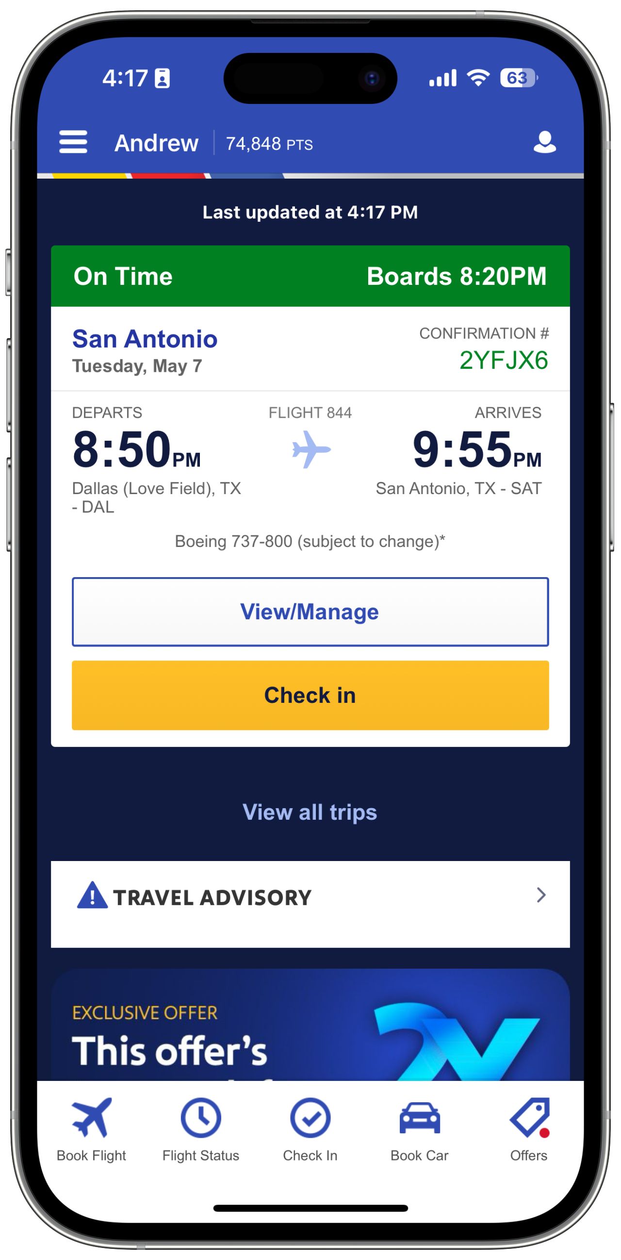 Inbound flight tracker