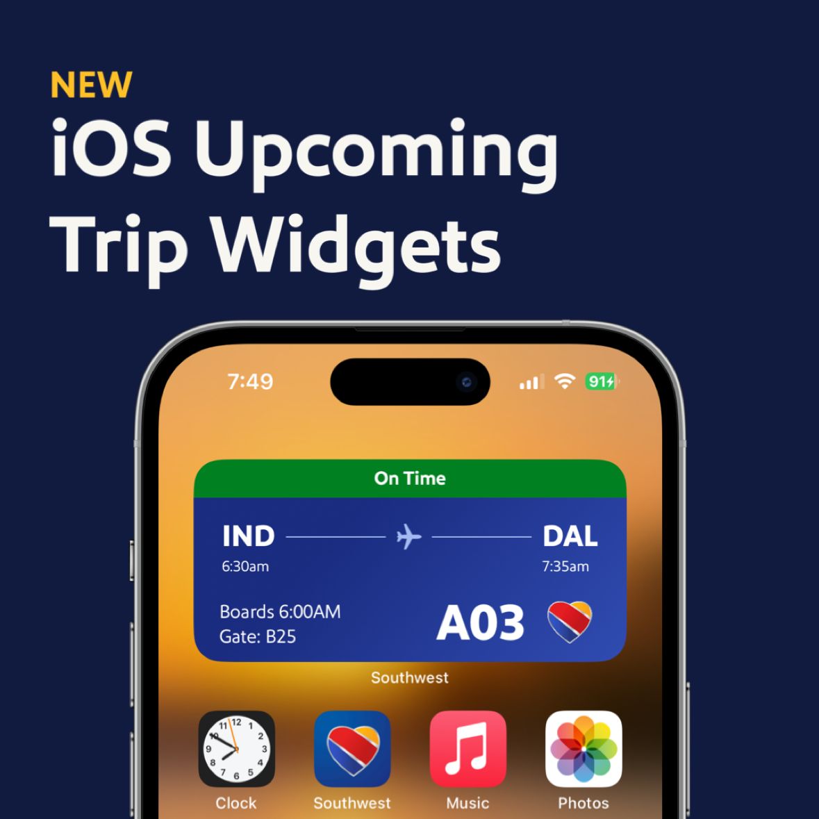 Southwest iOS widgets