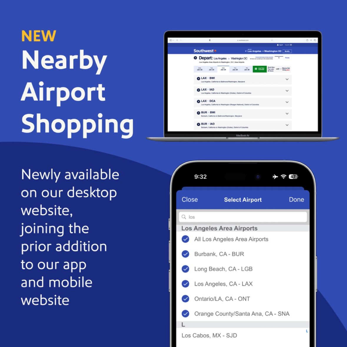 Nearby airport shopping