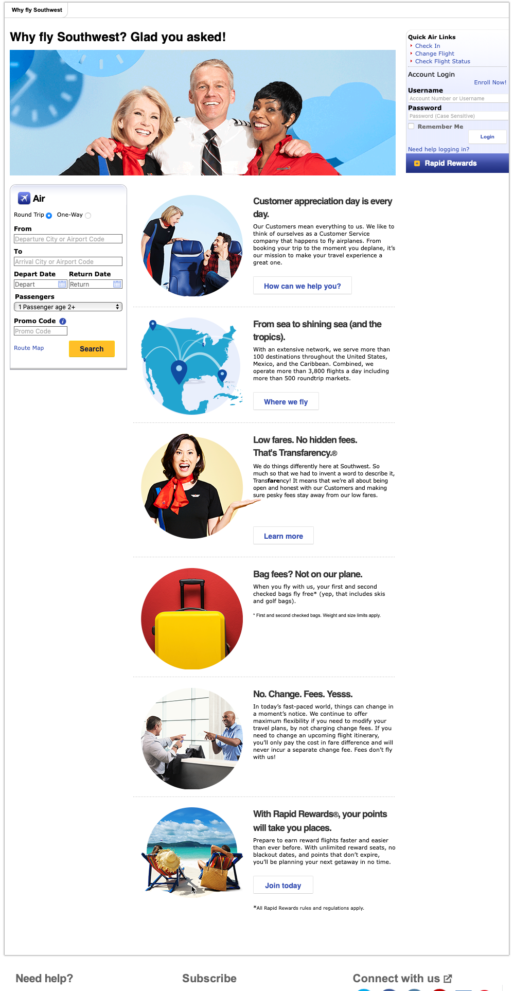 New customer landing page hero