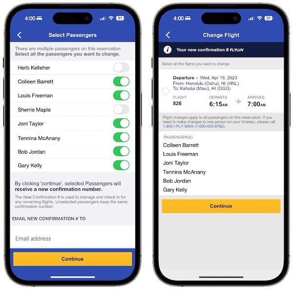 Split reservation during change