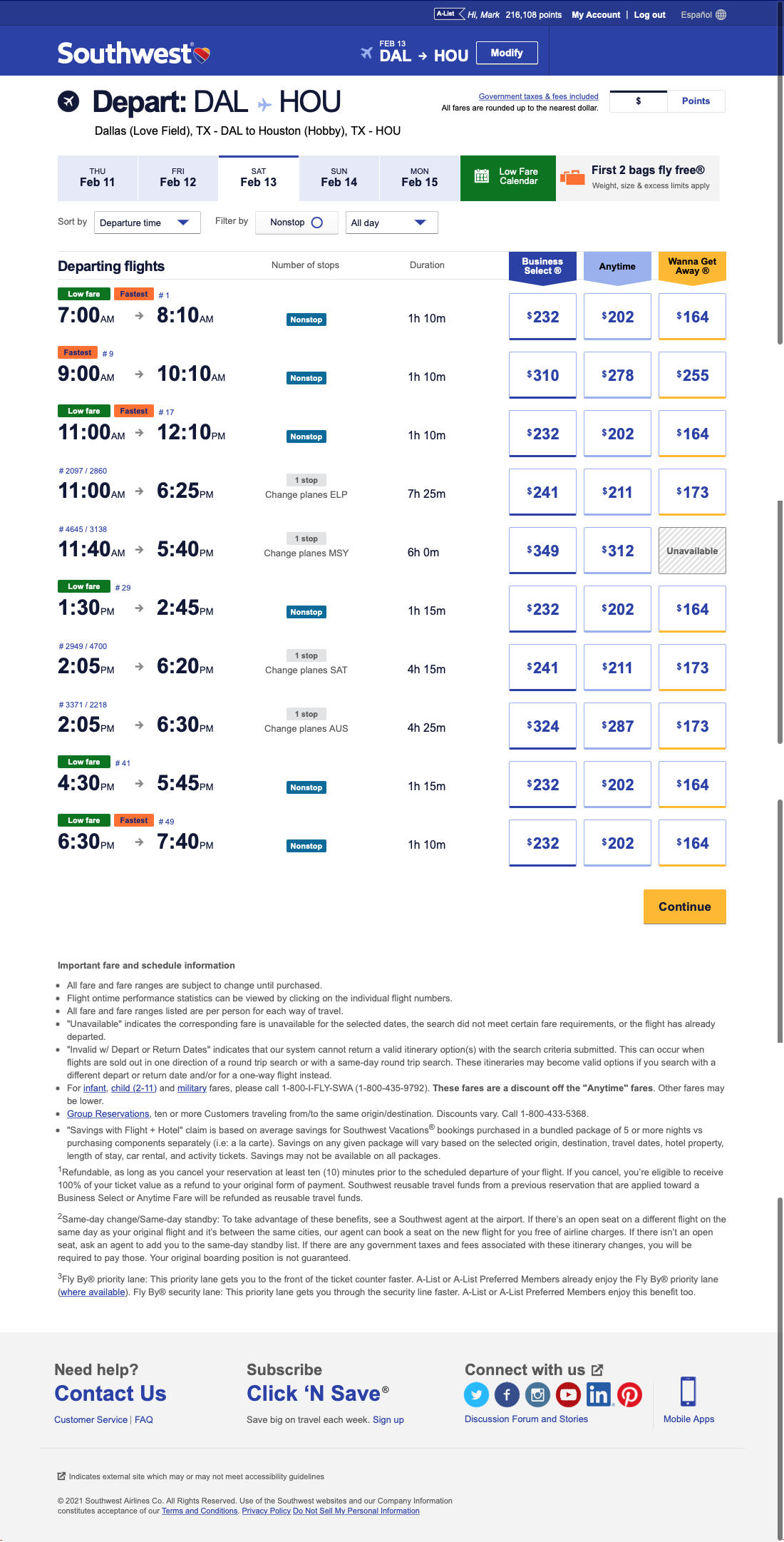 SWABIZ mobile booking interface