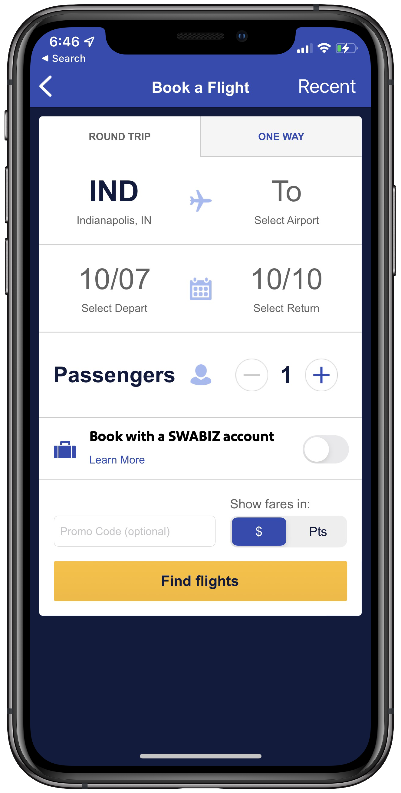 SWABIZ corporate features on mobile
